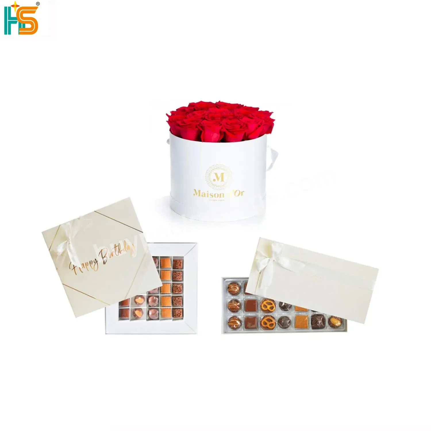 Luxury Cardboard Custom Logo Lid And Base Ribbon Bow Tie Gift Boxes For Flowers And Chocolates