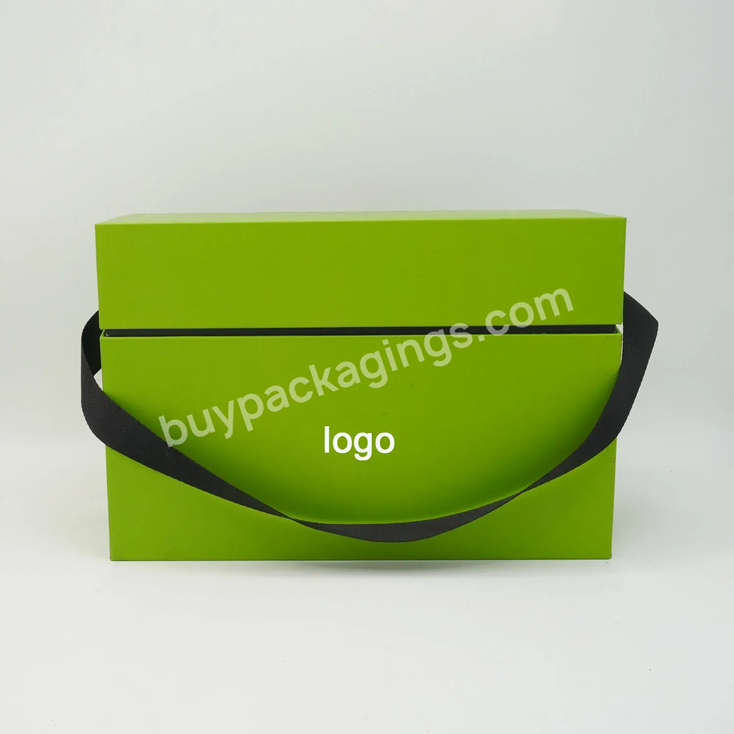 Luxury Christmas Gift Storage Box Custom Logo Green Cardboard Box Packaging With Handles