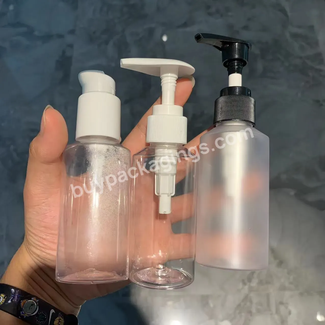 Luxury Clear Body Lotion Pet Bottle 100ml Face Wash Pump Bottle Empty Bottles Designs For Body Lotions