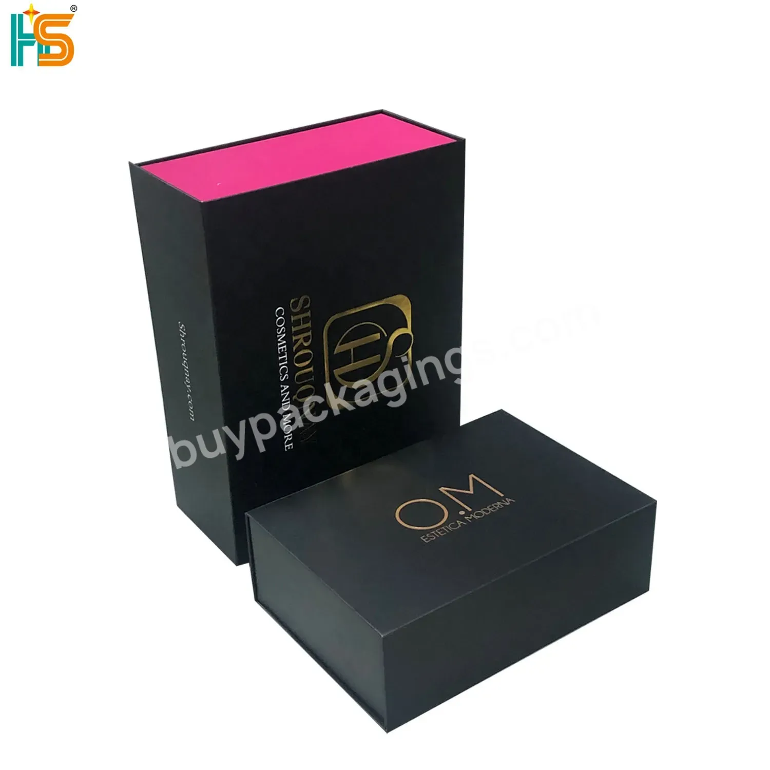 Luxury Clothing Magnetic Paper Packaging Box Printing Logo Emballage Personnalis Personnalisable Black Box Cadeau