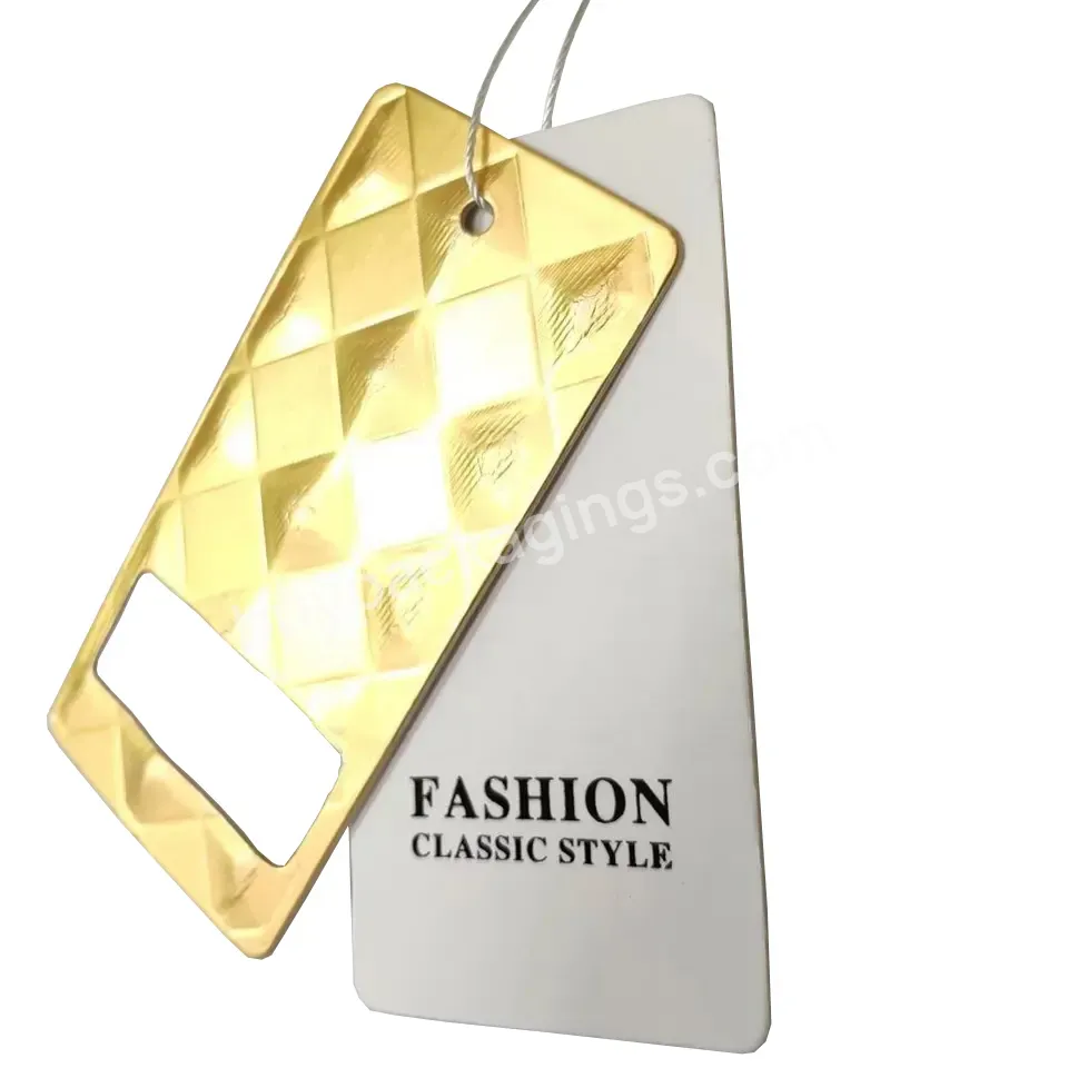 Luxury Clothing Shoes Retail Hand Embossed Paper Hang Tag,Jeans Garment Gold Foil Tag