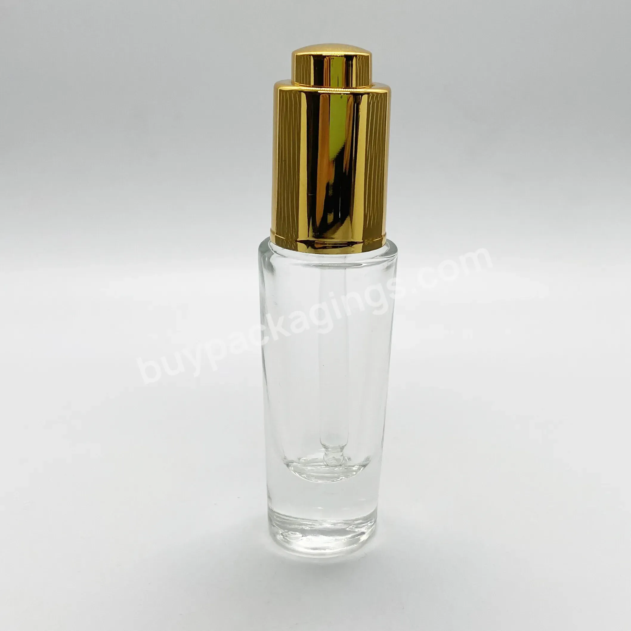 Luxury Cone Round Flat Round Glass Serum Essential Oil Dropper Bottle 15ml Translucent Glass Bottle With Gold Dropper Manufact - Buy Serum Dropper Bottle,Essential Oil Dropper Bottle,Glass Dropper Bottle.