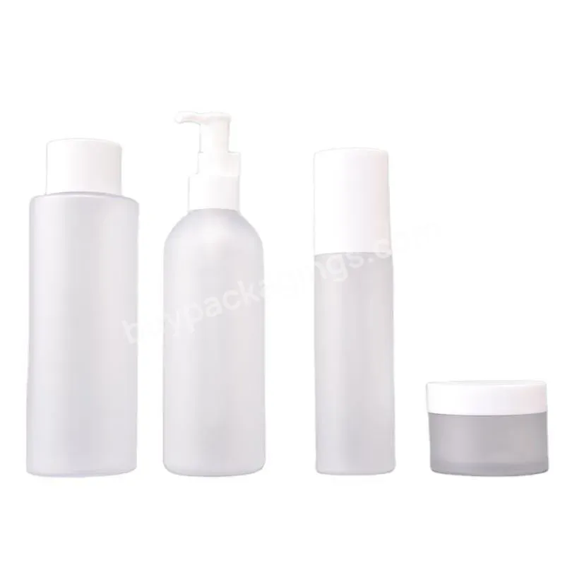 Luxury Cosmetic Container Frosted Custom Capacity Skin Care Packaging Face Cream White Serum Skin Care Cosmetic Bottle Sets