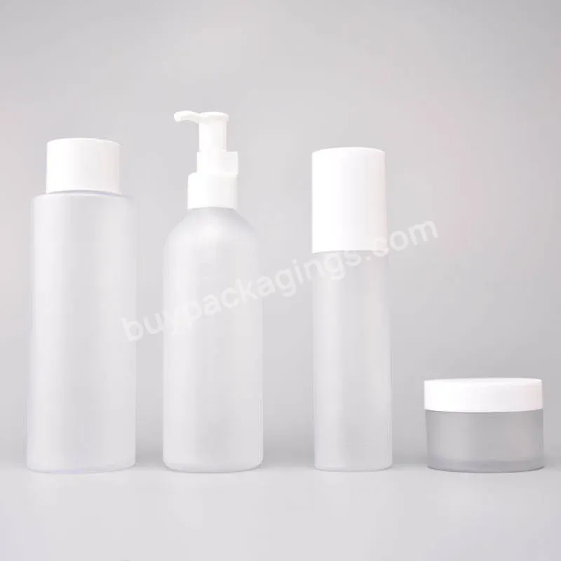 Luxury Cosmetic Container Frosted Custom Capacity Skin Care Packaging Face Cream White Serum Skin Care Cosmetic Bottle Sets