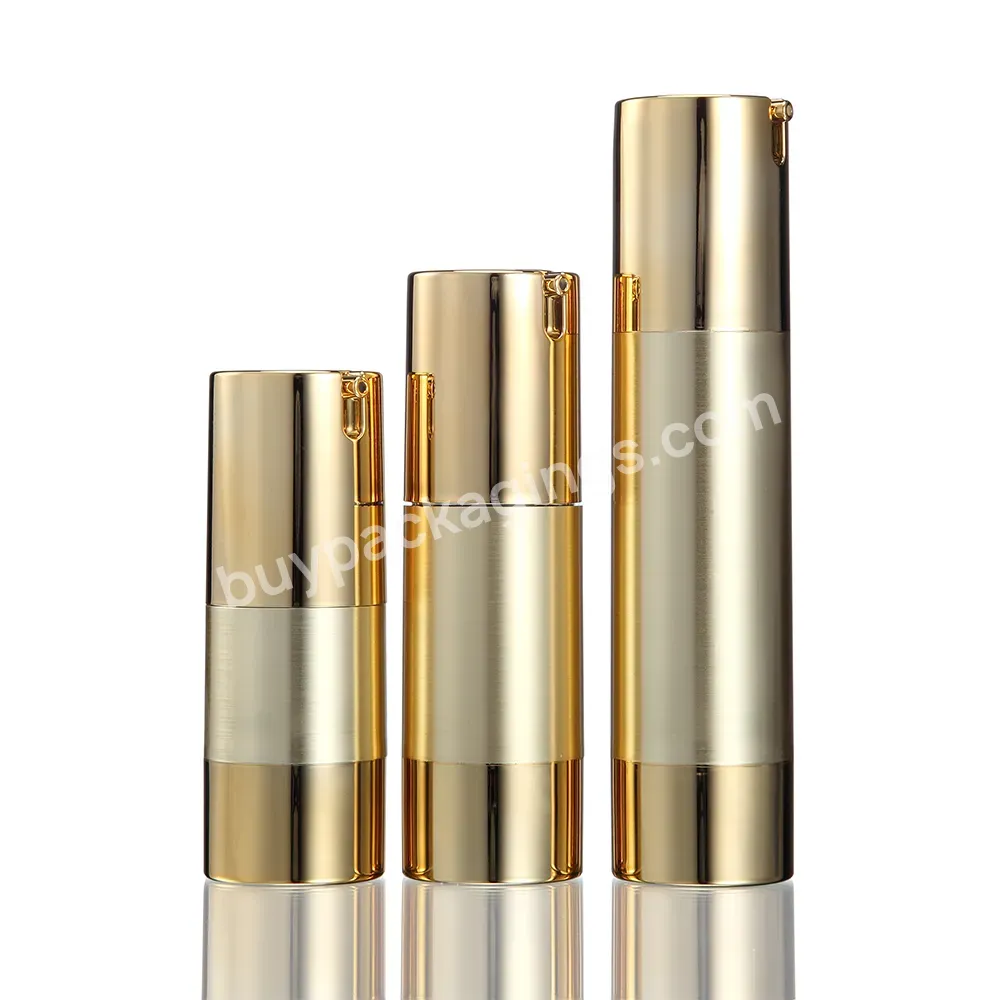 Luxury Cosmetic Container Golden Plastic Abs 15ml 20ml 30ml 50ml Vacuum Lotion Skin Care Packaging Sunscreen Lotion Bottle