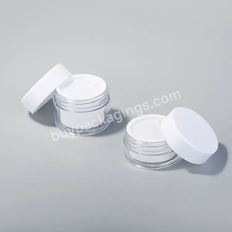 Luxury Cosmetic Container High End White 15g 30g 50g Cream Jar Container Clear Empty Plastic White Ps Double Wall Cream Jar