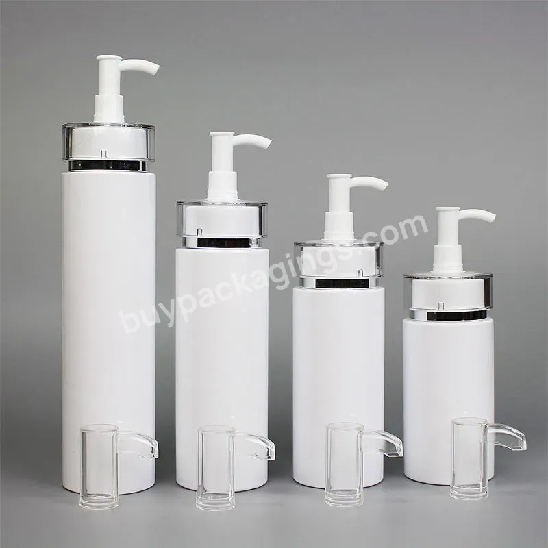 Luxury Cosmetic Empty Pet White Plastic Skincare Cosmetic Packaging Facial Cleanser Cream Bottle With Pump 250ml Lotion Bottle