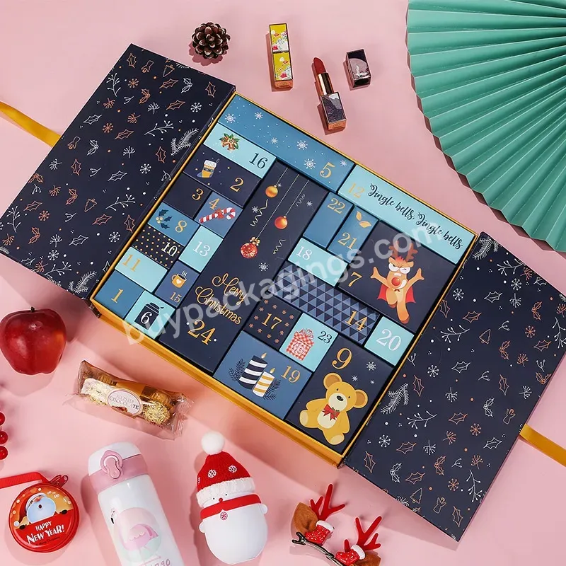 Luxury Cosmetic Gift Advent Calendar Box Cardboard Christmas Advent Calendar Gift Box Packaging Mystery Boxes