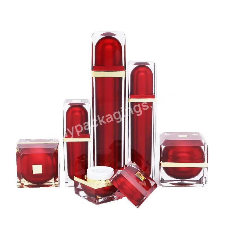 Luxury Cosmetic Packaging Clear Square Plastic Cream Jar And Bottle Set For Beauty Care