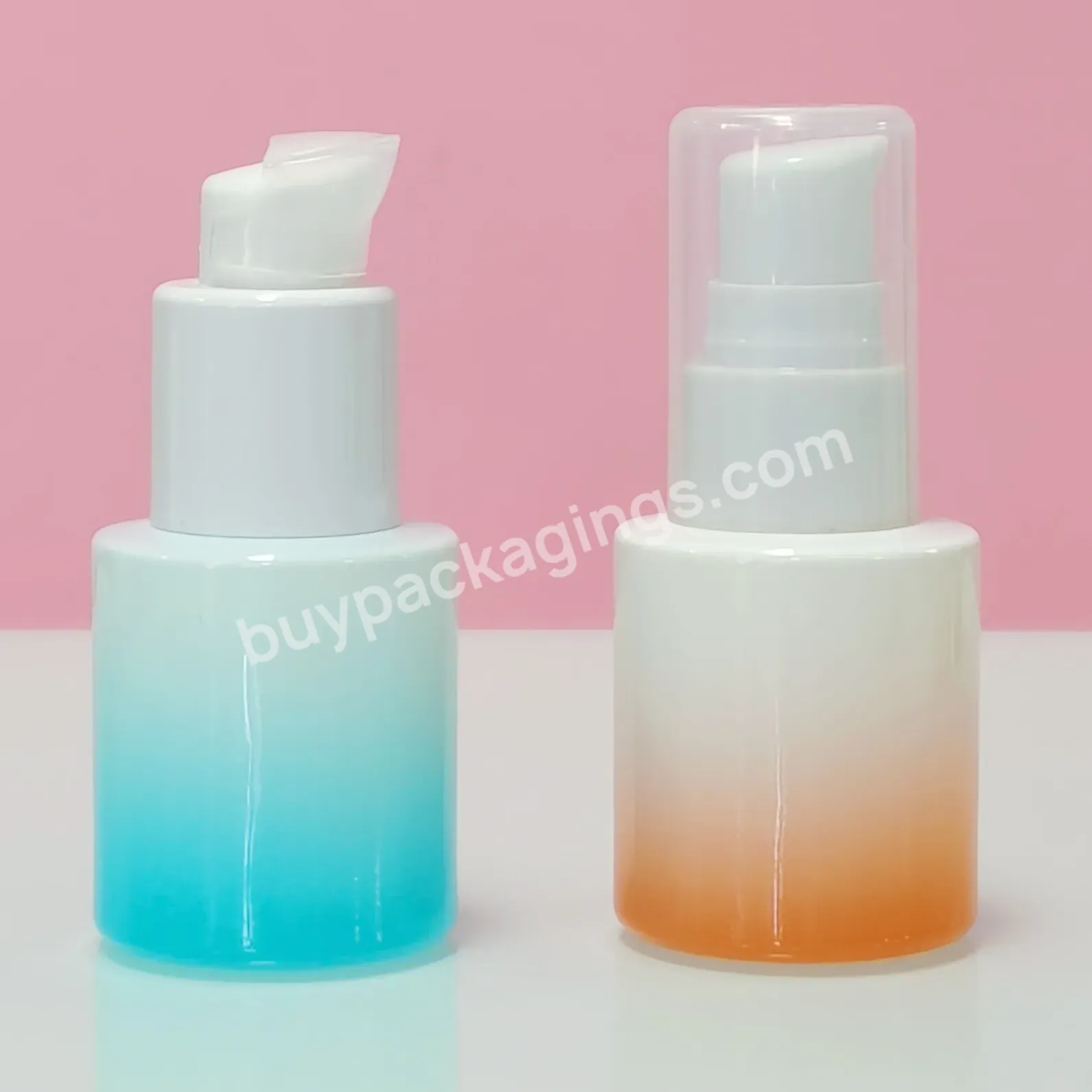 Luxury Cosmetic Packaging Custom Color Gradient Pink Orange 20ml Skin Care Cream Essential Oil Glass Dropper Bottle