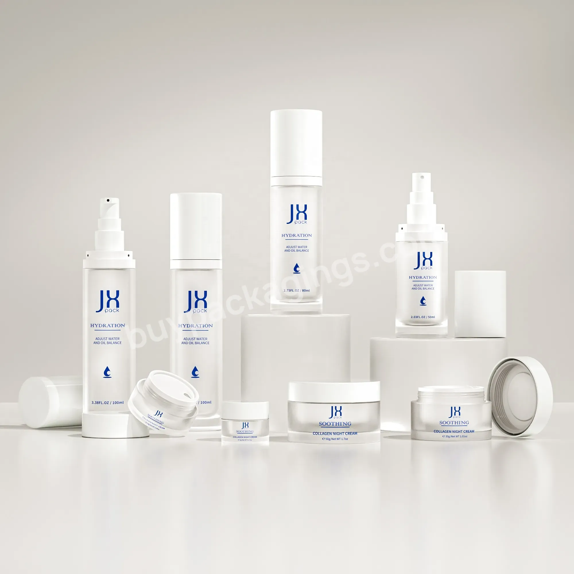 Luxury Cosmetic Packaging Empty Lotion Serum Cream Plastic Bottles Airless Vacuum Pump Acrylic Packaging Sets Bottles