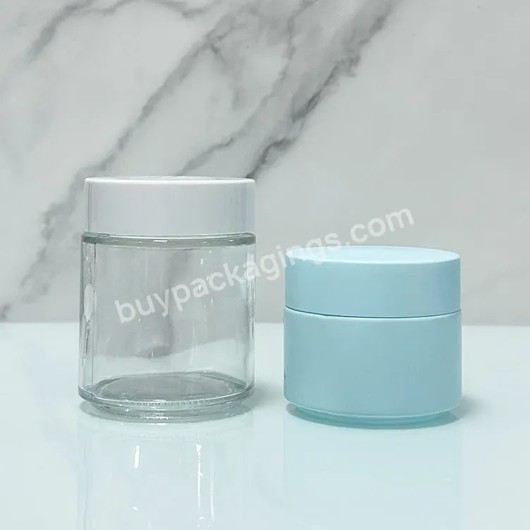 Luxury Cosmetic Packaging Glass Jar 5g 10g 20g 30g 50g 100g Transparent Cosmetic Jar Custom Logo Frosted Cream Jar And White Lid