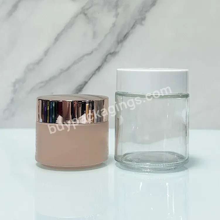 Luxury Cosmetic Packaging Glass Jar 5g 10g 20g 30g 50g 100g Transparent Cosmetic Jar Custom Logo Frosted Cream Jar And White Lid