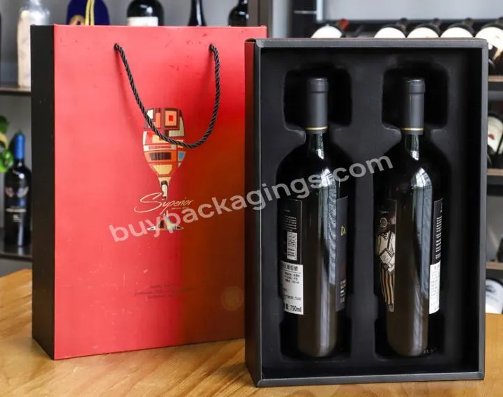 Luxury Cosmetic Packaging Matt Laminated Coated Art Paper Bag And Box Gift Sets For Refine Wine
