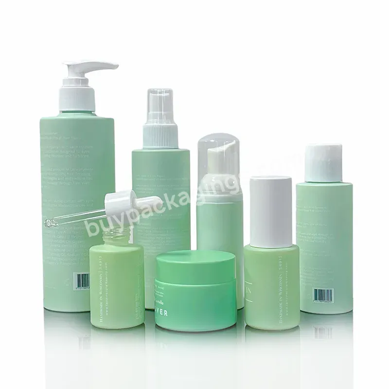 Luxury Cosmetic Packaging Set 30ml 100ml 200ml 30g 50g Green Skincare Serum Lotion Bottle Cream Glass Cosmetics Bottles And Jars