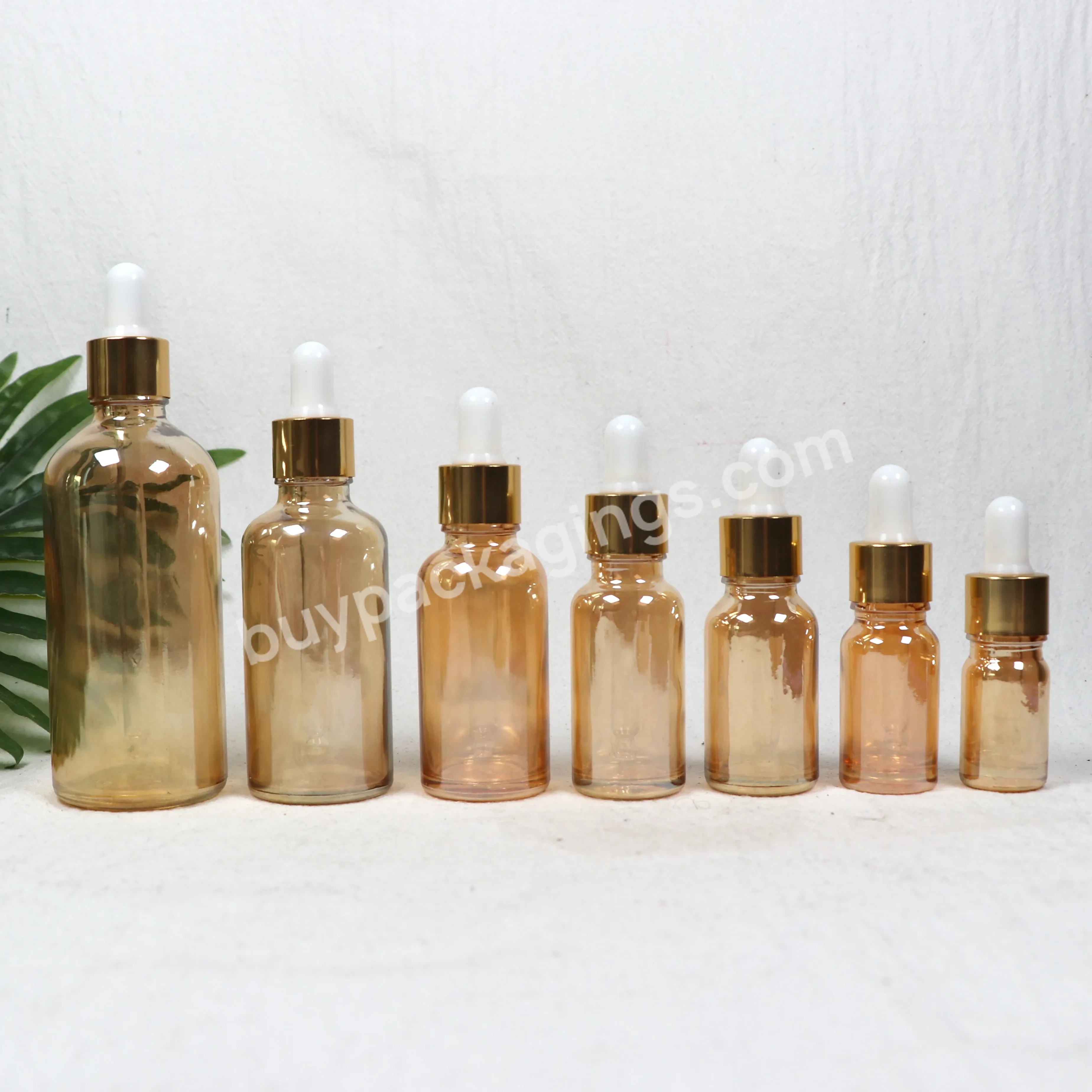 Luxury Cosmetic Rose Gold Dropper Glass Bottle 10ml 20ml 30ml 50ml 100ml Refillable Glass Essential Bottle