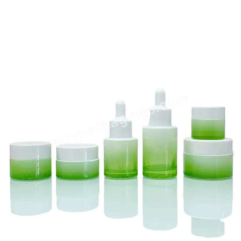 Luxury Cosmetic Skincare Packaging 50g Glass Cream Jar And 30ml Serum Oil Dropper Bottle Sets