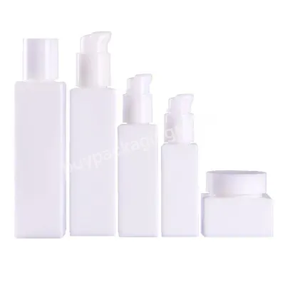 Luxury Cosmetic Skincare Packaging Flat Shoulder Glass Bottle 30ml 50ml 100ml 120ml White Pump Body Lotion Bottle