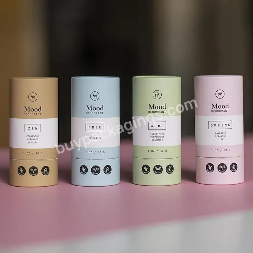 Luxury Cosmetic Tube Packaging White Kraft Lip Balm Container 0.5oz Empty Natural Paper Tube Beauty Deodorant Stick Push UP Tube