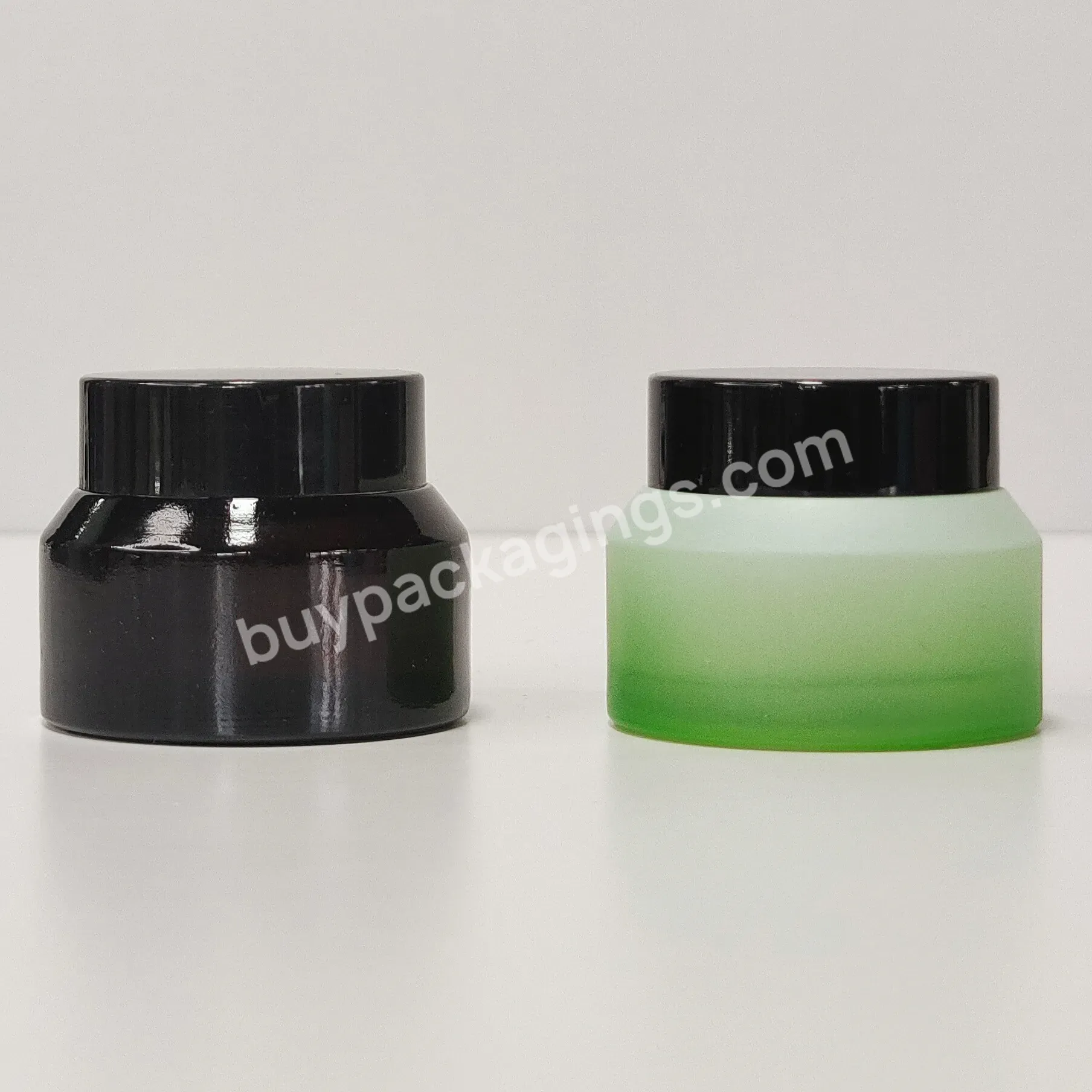 Luxury Cosmetics Packaging Custom Logo 15g 30g 50g 100g Forested Green Black Oblique Shoulder Glass Jar - Buy Colored Glass Cosmetic Jar,Glass Bottles And Jars For Cosmetics,100g Cosmetic Jar White Glass Frosted.