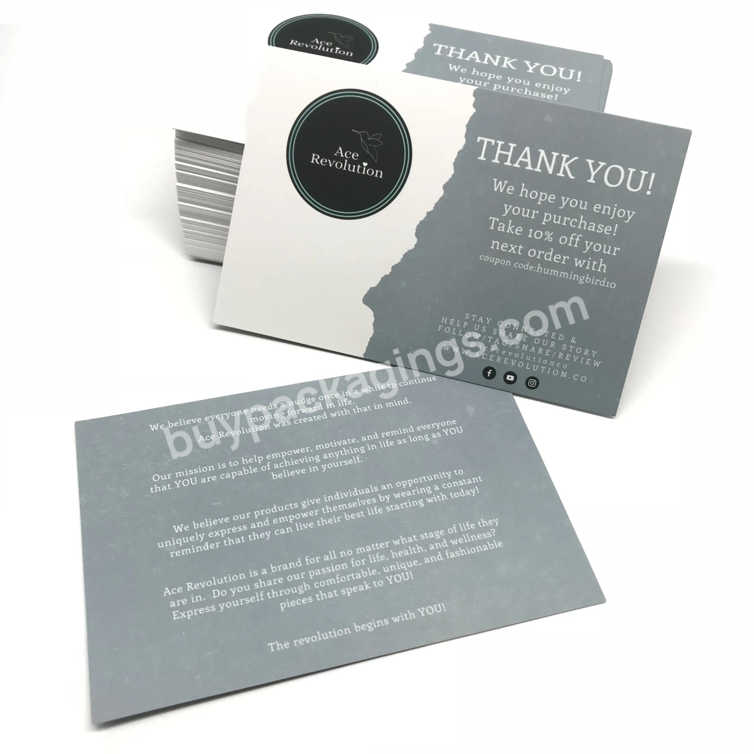 Luxury Custom 800g Thick Paper Post Business Card Printing Thank You Cards For Small Business