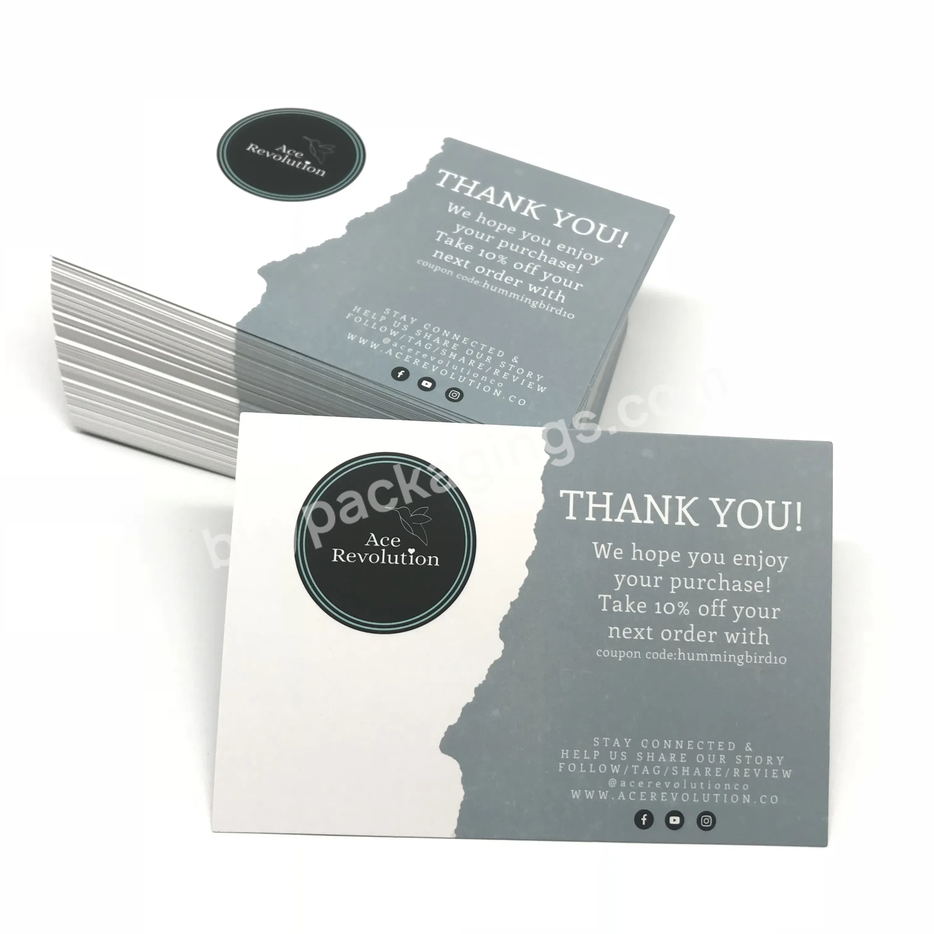 Luxury Custom 800g Thick Paper Post Business Card Printing Thank You Cards For Small Business