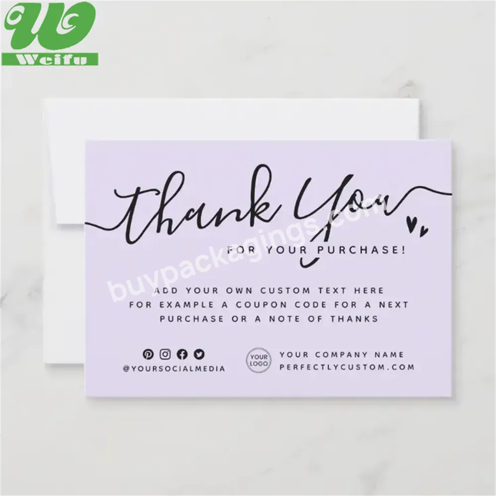 Luxury Custom 800g Thick Paper Thank You Post Card With Foil Logo