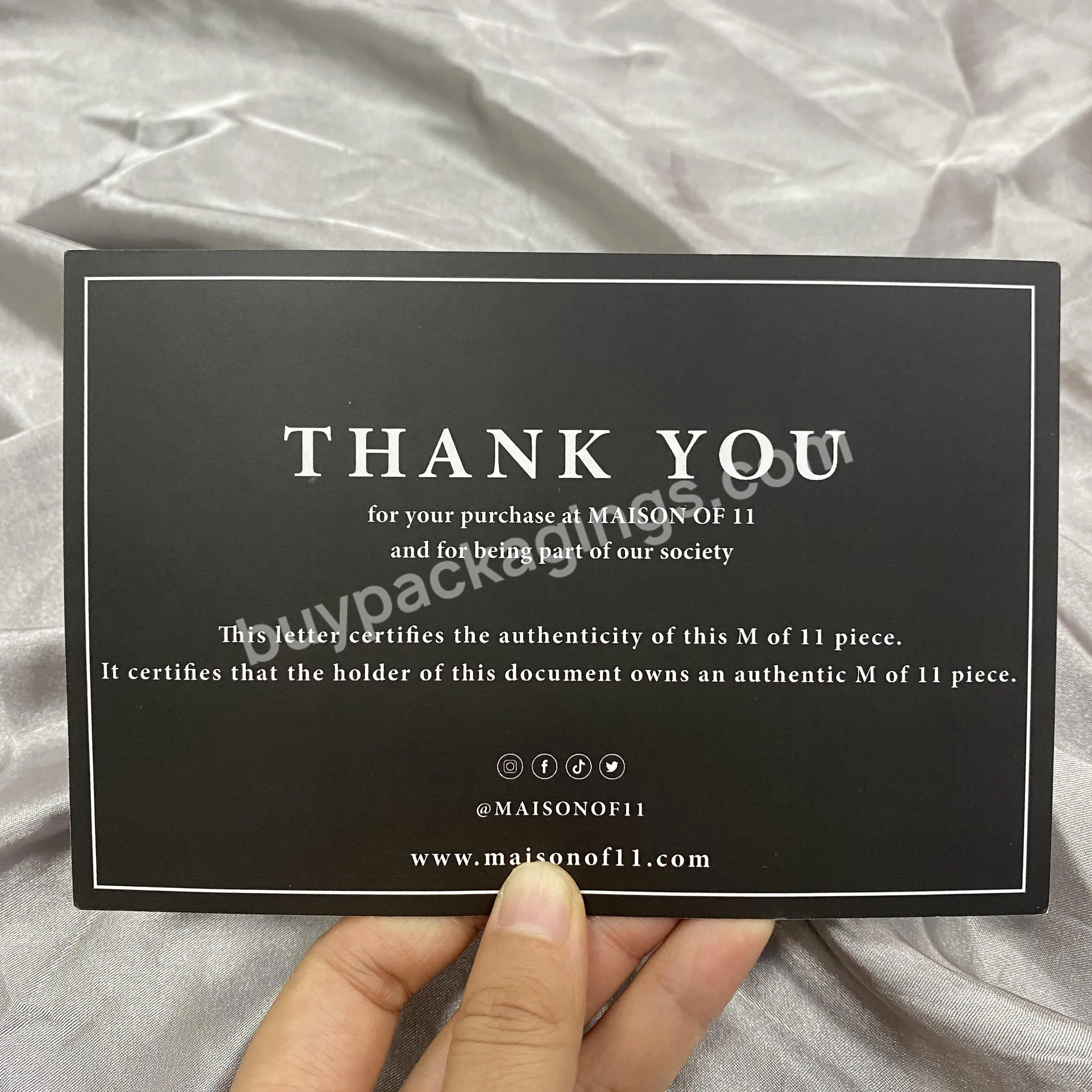 Luxury Custom Business Gift Shopping Thank You Card With Gold Foil For Thank You Purchase