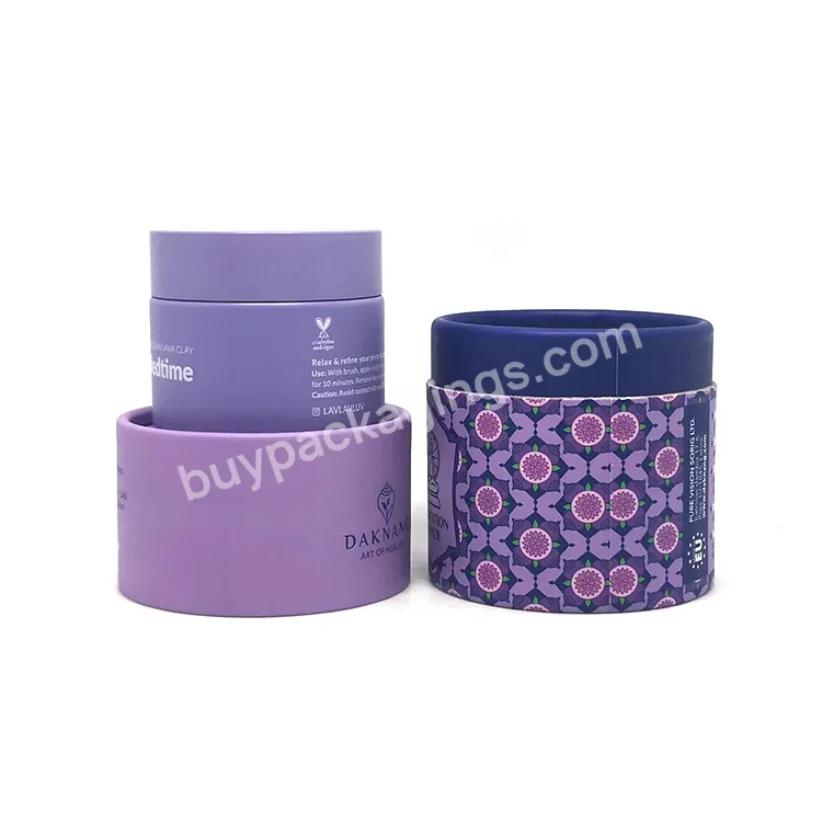 Luxury Custom Containers 50 G Purple Frosted Round Matte Glass Ceramic Cosmetic Cream Jars With Paper Tube Packaging