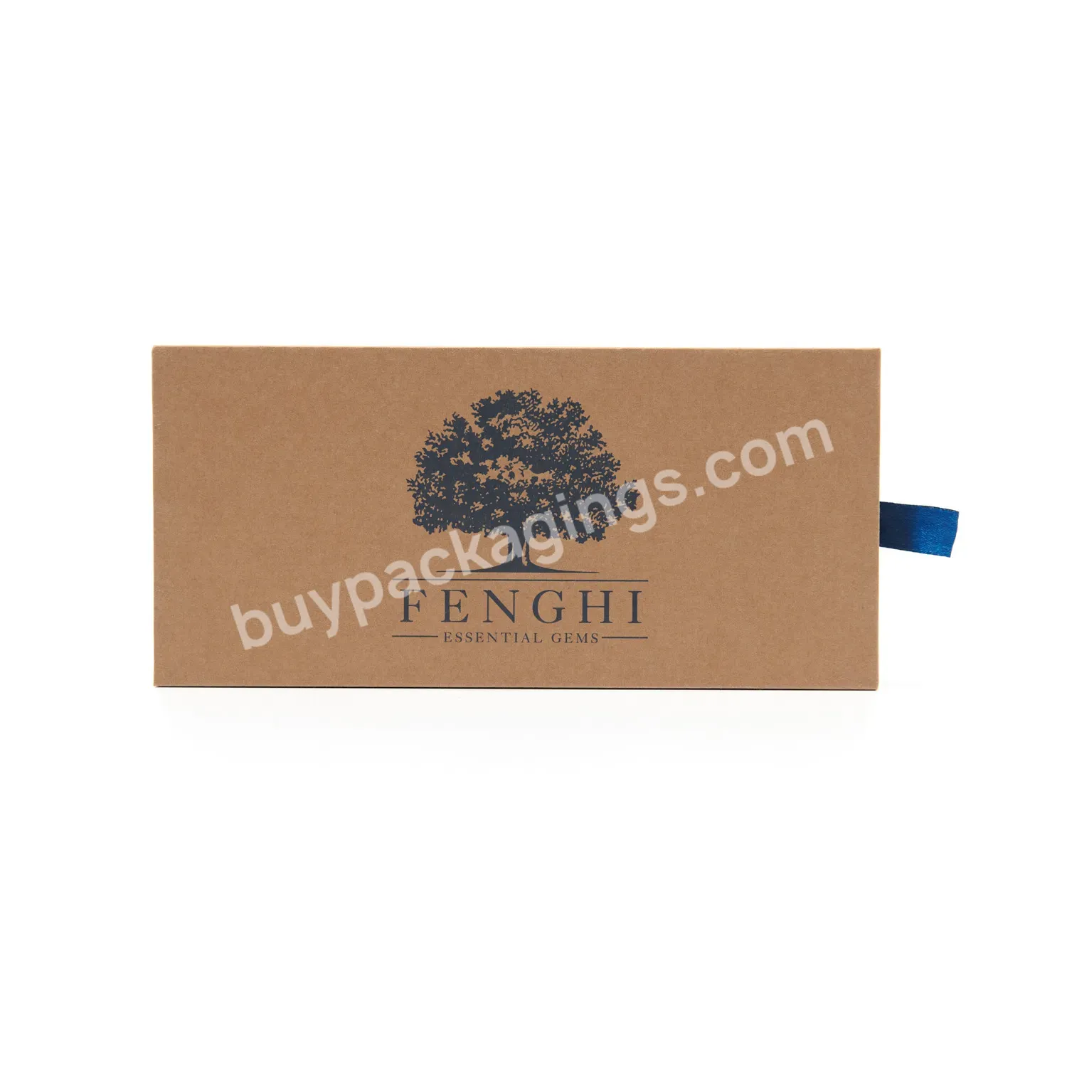 Luxury Custom Design Kraft Paper Paper Drawer Box Eco-friendly Full Color Printing Kraft Closure Slide Gift Box