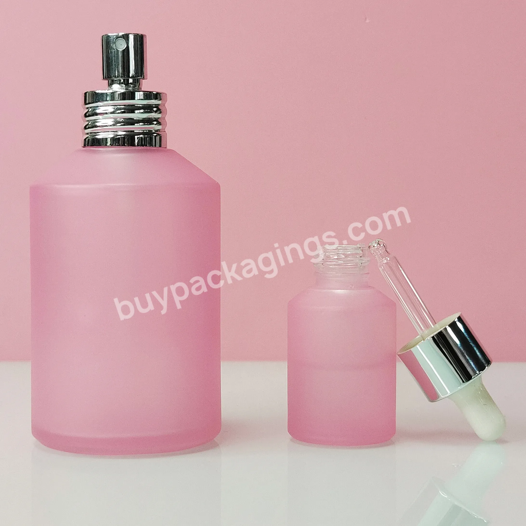 Luxury Custom Empty 1oz 30ml 50ml 100ml Oblique Shoulder Frosted Cosmetic Hair Oil Serum Dropper Glass Bottle For Essential Oil