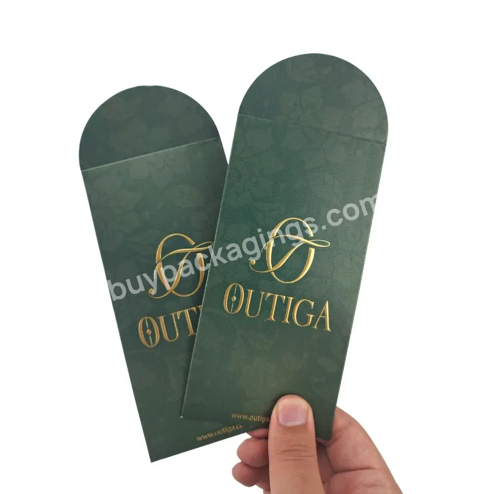 Luxury Custom Green Embossed Gift Paper Envelope With Your Logo Print