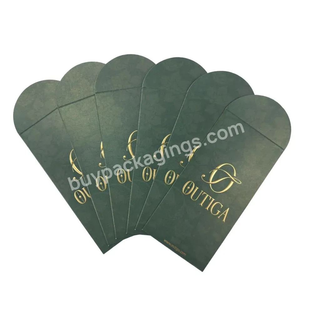 Luxury Custom Green Embossed Gift Paper Envelope With Your Logo Print