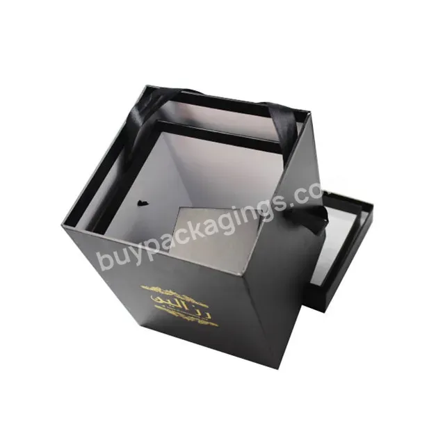 Luxury Custom Logo Black Lid And Base Paper Gift Flower Box Square With Rose Boxes Flower Packaging
