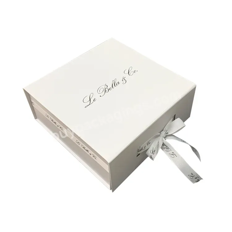 Luxury Custom Logo Cardboard Paper Folding White Swimwear Dress Pants Garments Gift Boxes Clothing Packaging With Ribbon