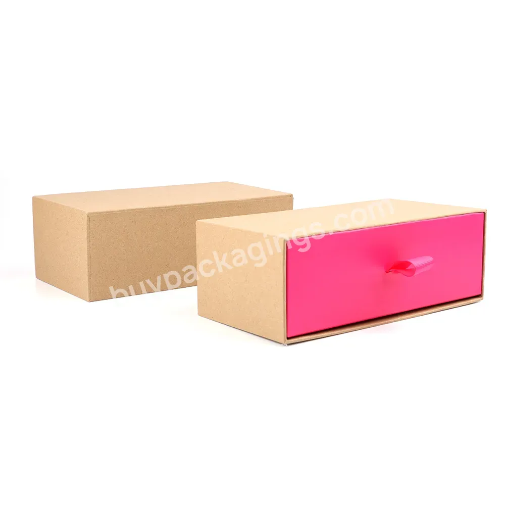 Luxury Custom Logo Cardboard Printed Recycled Packaging Closure Pink Flat Brown Kraft Paper Gift Boxes