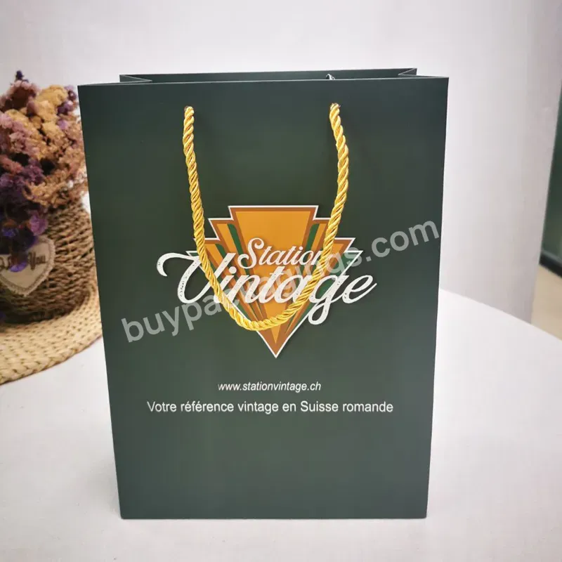 Luxury Custom Logo Gold Stamping Printed Gift Paper Shopping Bags With Logos