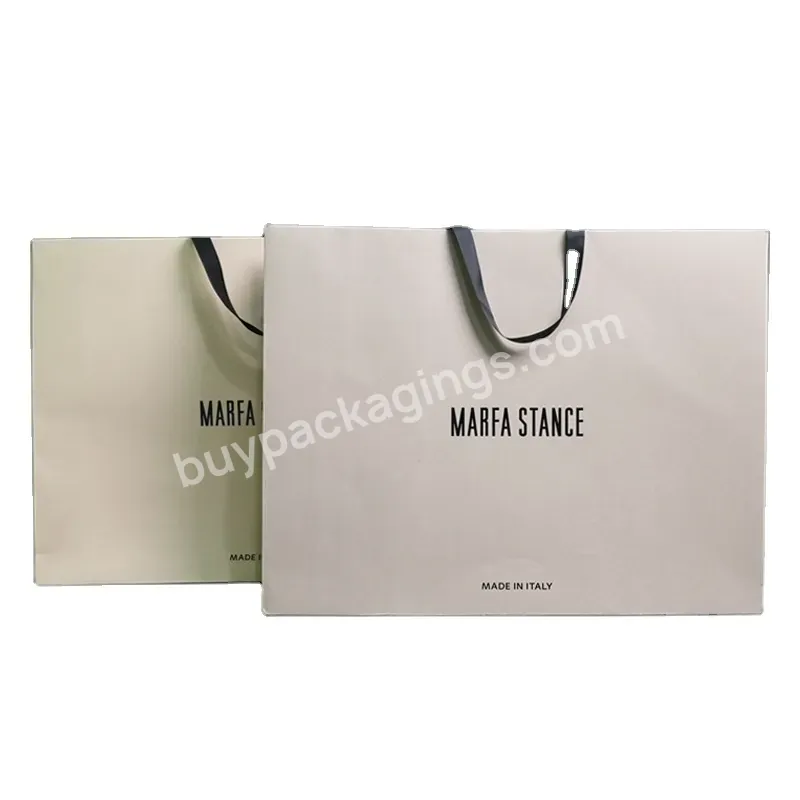 Luxury Custom Logo Gold Stamping Printed White Gift Paper Shopping Bags With Logos