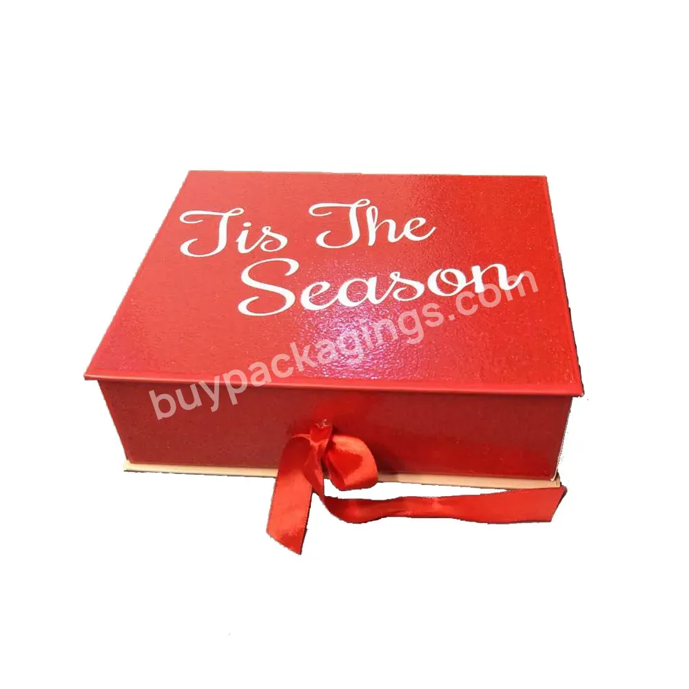 Luxury Custom Logo Large Red Bridesmaid Ribbon Foldable Magnetic Clothing Wedding Gift Packaging Box For Dress