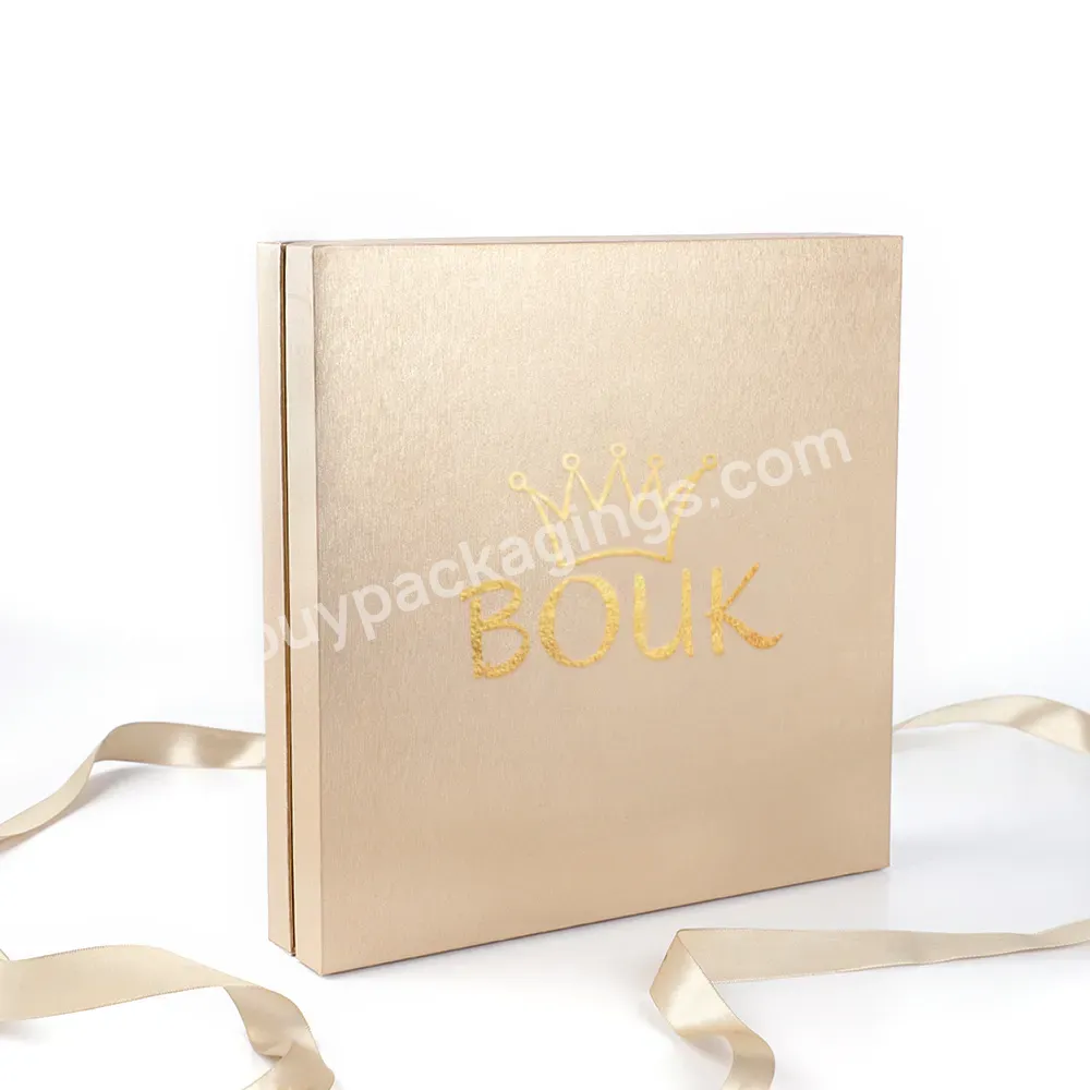 Luxury Custom Logo Lid And Base Gift Paper Box Packaging With Ribbon For Chocolate Snacks