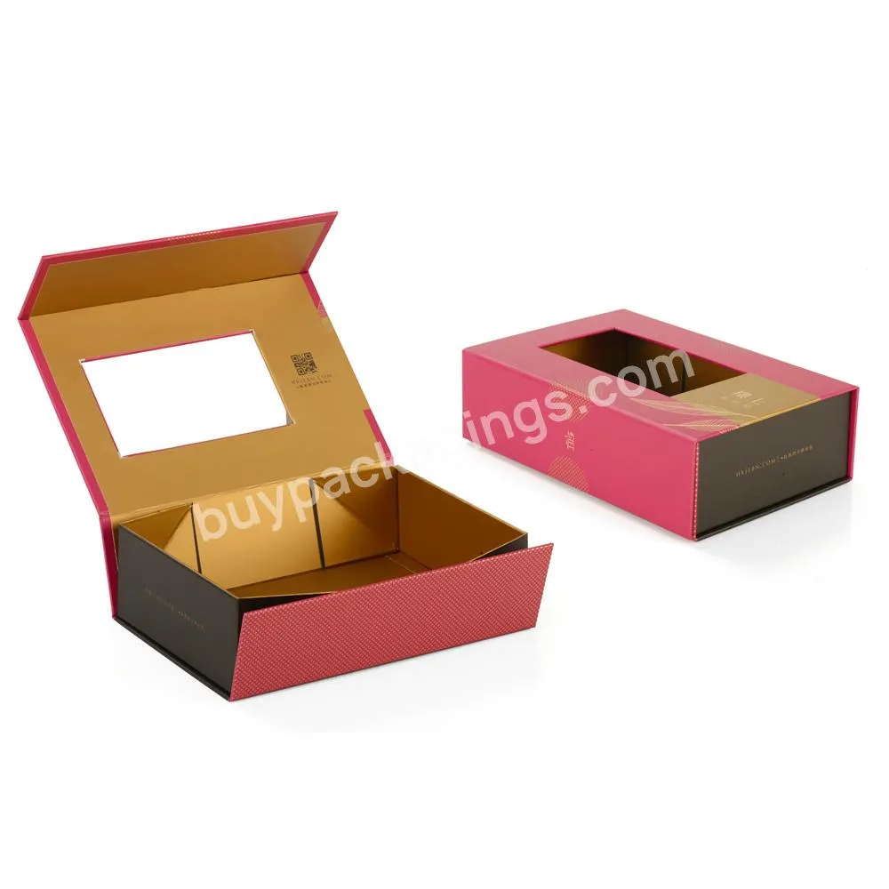 luxury Custom Logo paper cardboard magnetic clear transparent window gift packaging boxes with transparent pvc window clear