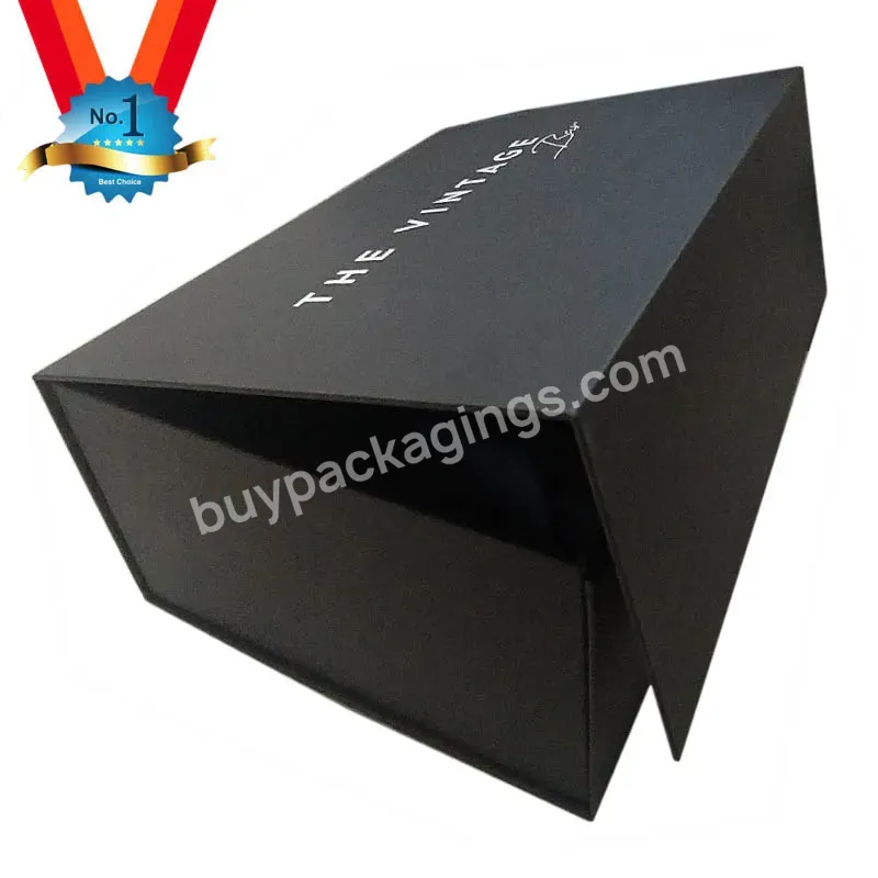 Luxury Custom Logo Printed Recycled Cardboard Flat Foldable Paper Gift Boxes Packaging Magnetic Closure Black Shoe Packaging