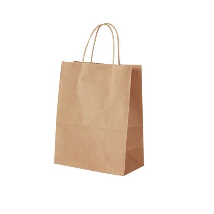 Luxury  Custom logo printing brown handle paper bag Kraft Shopping Bag