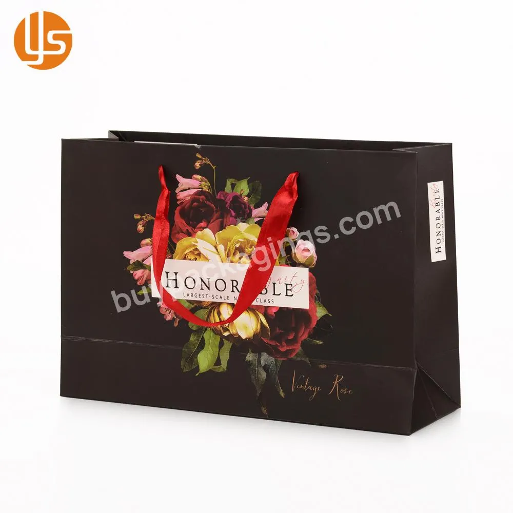 Luxury Custom Logo Printing Shopping Rose Gift Paper Bag Gift Packaging Bag