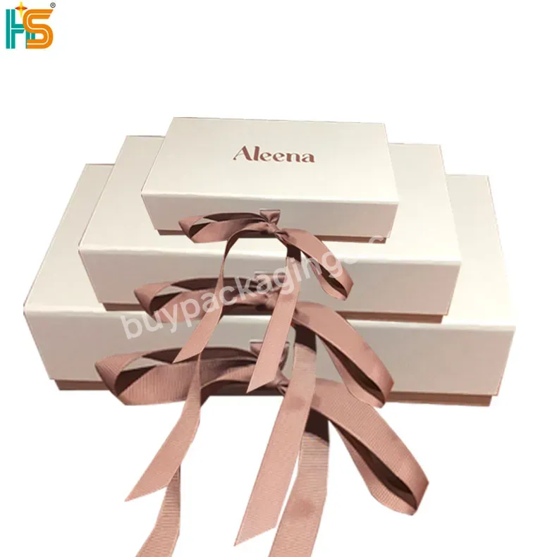 Luxury Custom Logo Small White Folding Caja De Carton Foldable Ribbon Gift Paper Box