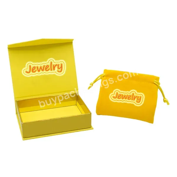 Luxury Custom Logo Small Yellow Boxes Bracelet Ring Necklace Packaging Jewelry Box With Pouch And Bag - Buy Necklace Packaging Jewelry Box With Pouch And Bag,Jewelry Box And Pouch Bag,Custom Jewelry Packaging Bag And Box.