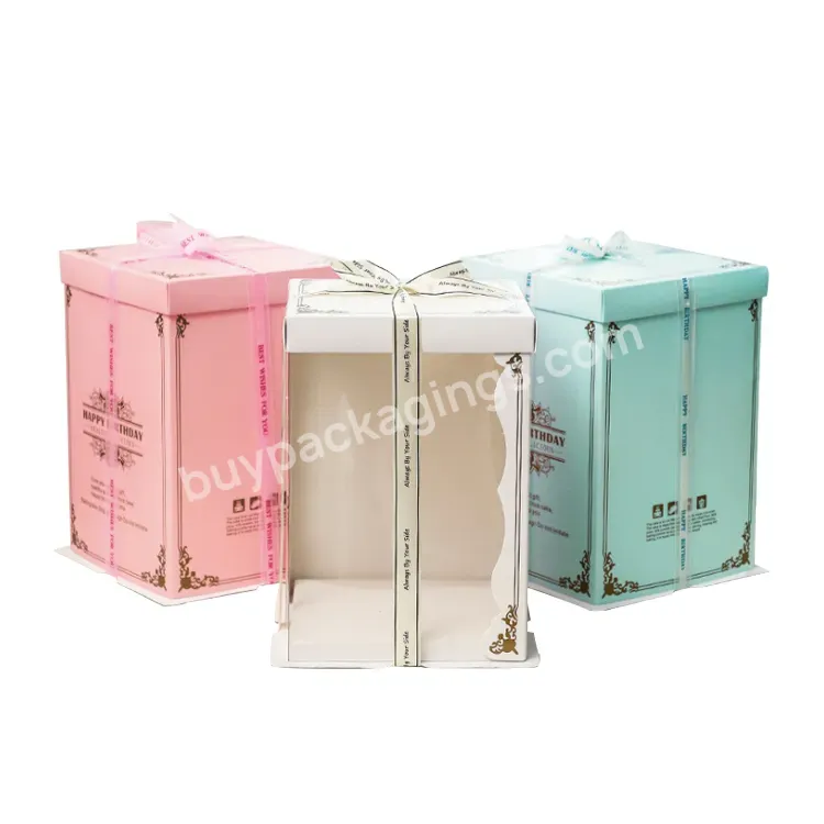 Luxury Custom Logo White Clear Round Square Tall 12 Inch Transparent Cake Box Pet Pvc Wedding Birthday Party Gift Box