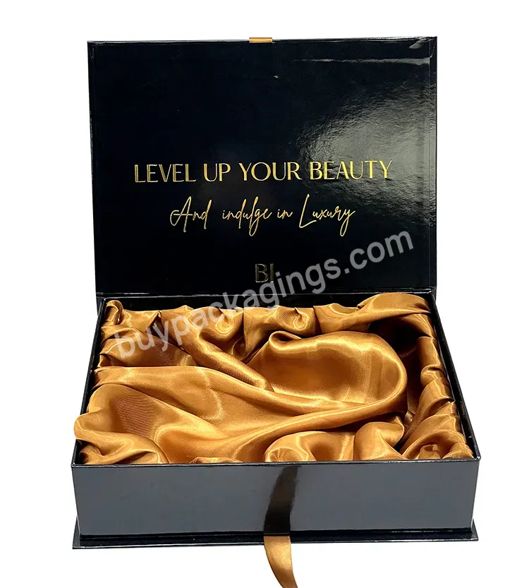 Luxury Custom Logo Wig Gift Box With Satin Lining Human Hair Bundles Extension Packaging Cardboard Beauty Box For Clothing