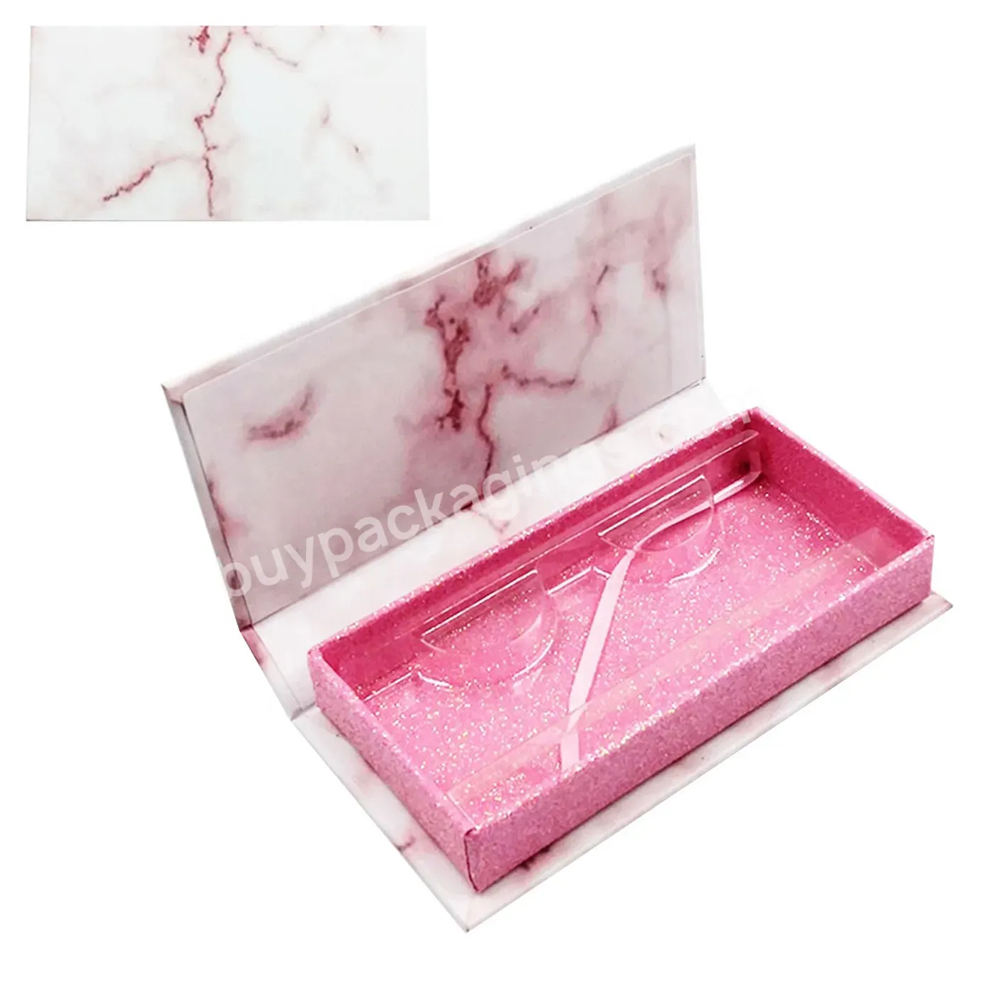 Luxury Custom Marble Glitter Rigid Cardboard Flip Drawer Eyelash Packaging Box