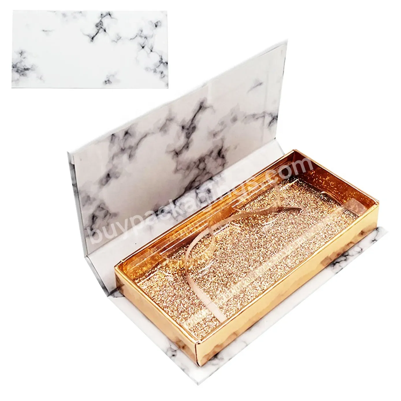 Luxury Custom Marble Glitter Rigid Cardboard Flip Drawer Eyelash Packaging Box